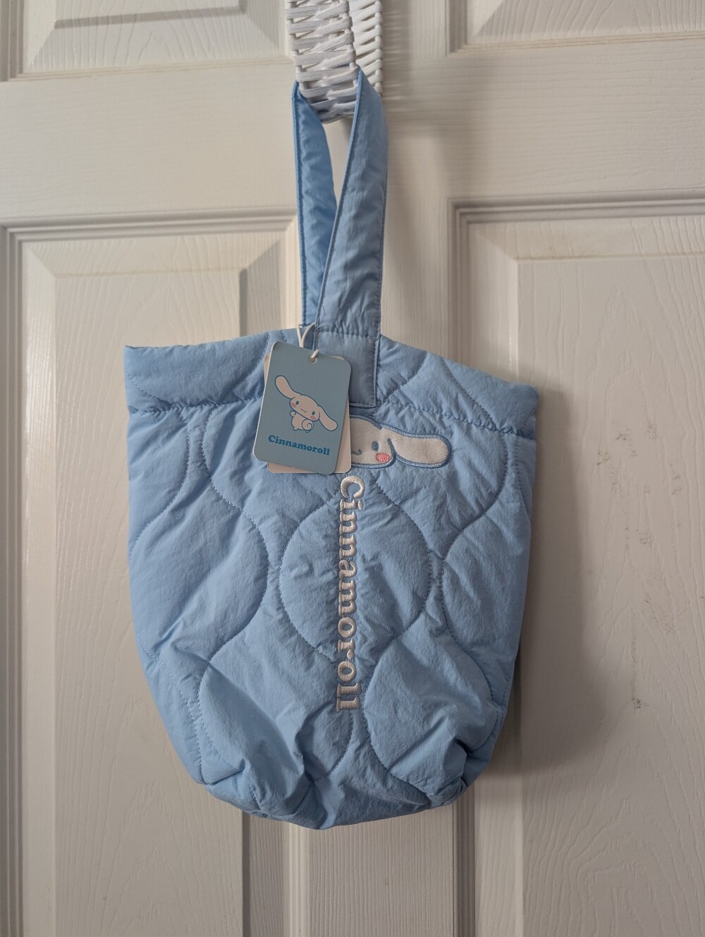 CINNAMOROLL - Licensed Sanrio Light Blue Quilted Bucket Style Tote Bag